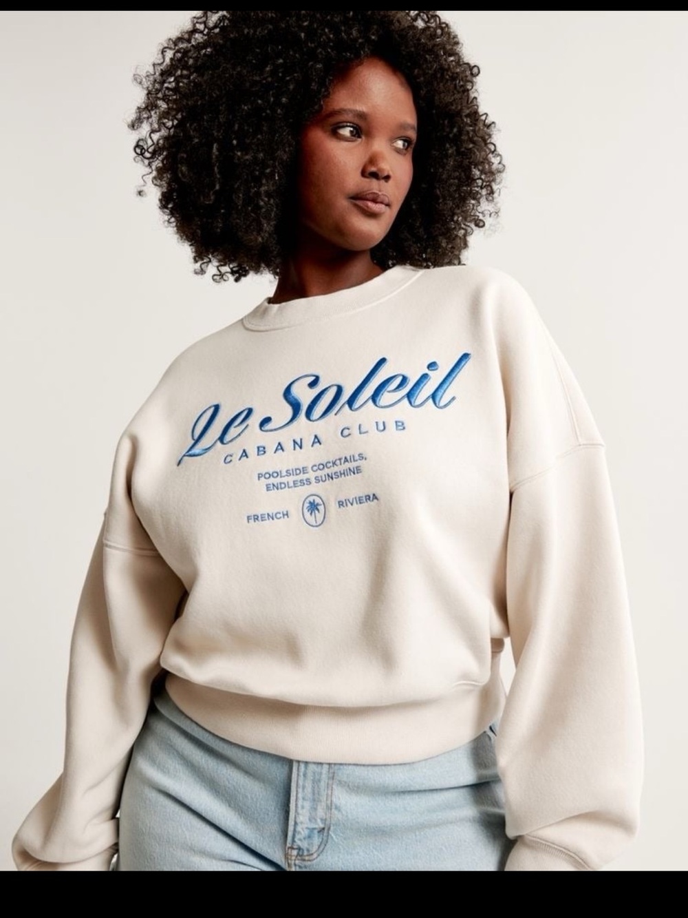 Abercrombie & Fitch Light Beige Crewneck with Blue Script